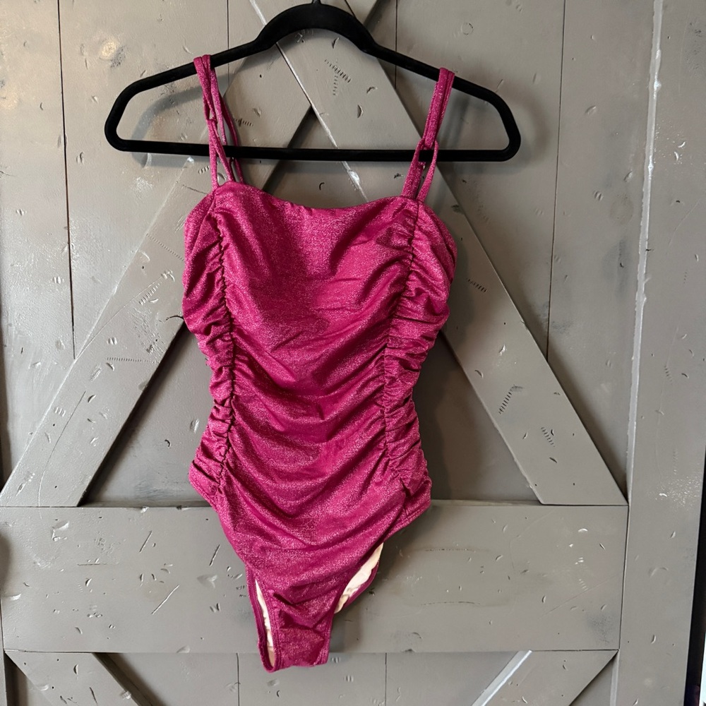 Cupshe Interlocking Shirred Lurex Tummy Control One-Piece *BRAND NEW w/ TAGS*